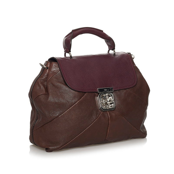 クロエ エルシー ハンドバッグ ショルダーバッグ 2WAY ブラウン ボルドー レザー レディース Chloe 【中古】