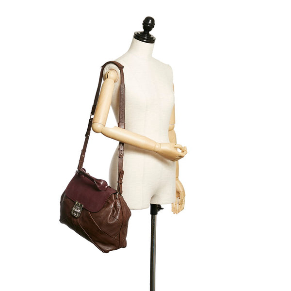 クロエ エルシー ハンドバッグ ショルダーバッグ 2WAY ブラウン ボルドー レザー レディース Chloe 【中古】