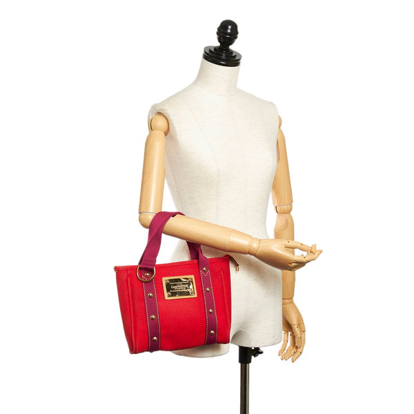 ルイ ヴィトン アンティグア M40037 レッド ワインレッド キャンバス ハンドバッグ レディース LOUIS VUITTON 【中古】