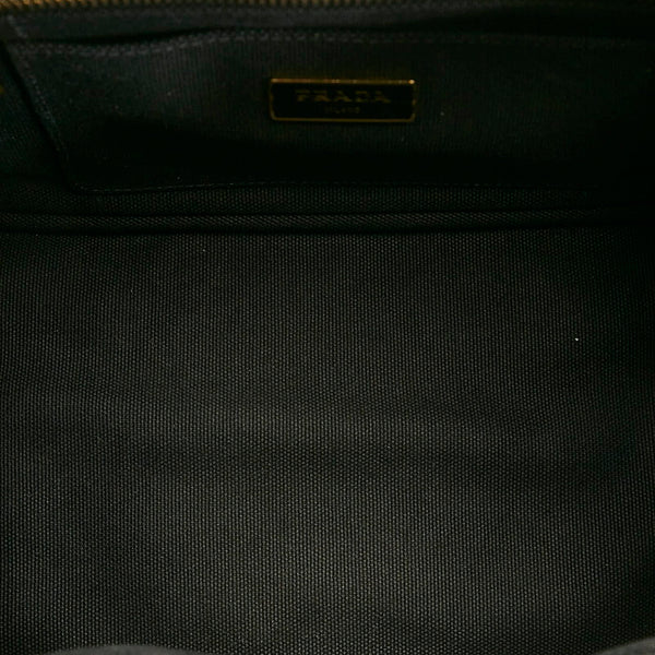 プラダ ミニカナパ ブラック キャンバス ハンドバッグ ショルダーバッグ 2WAY レディース PRADA 【中古】