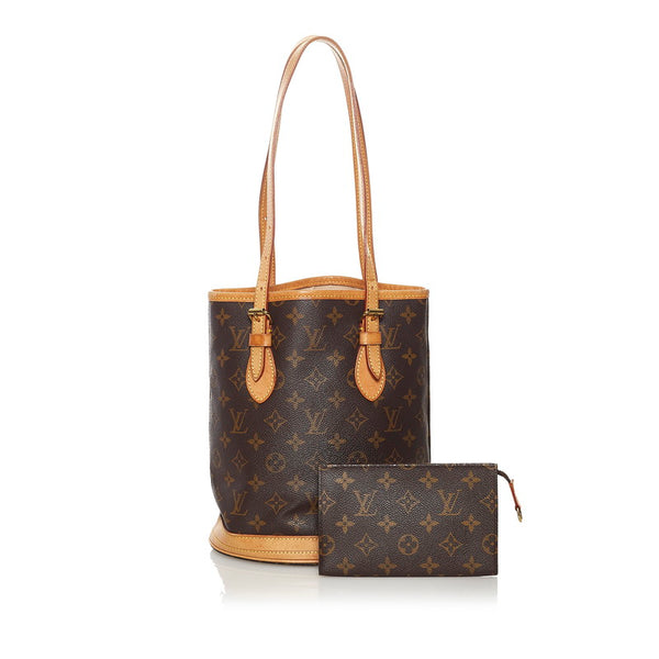 ルイ ヴィトン モノグラム バケツPM ハンドバッグ M42238 ブラウン PVC レザー レディース LOUIS VUITTON 【中古】