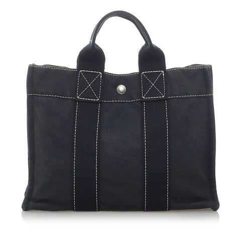 エルメス フールトゥ PM ハンドバッグ ブラック キャンバス レディース HERMES 【中古】