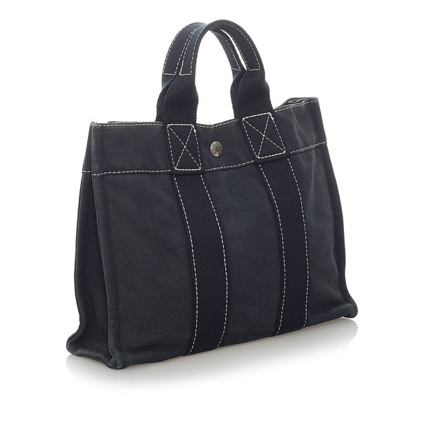 エルメス フールトゥ PM ハンドバッグ ブラック キャンバス レディース HERMES 【中古】