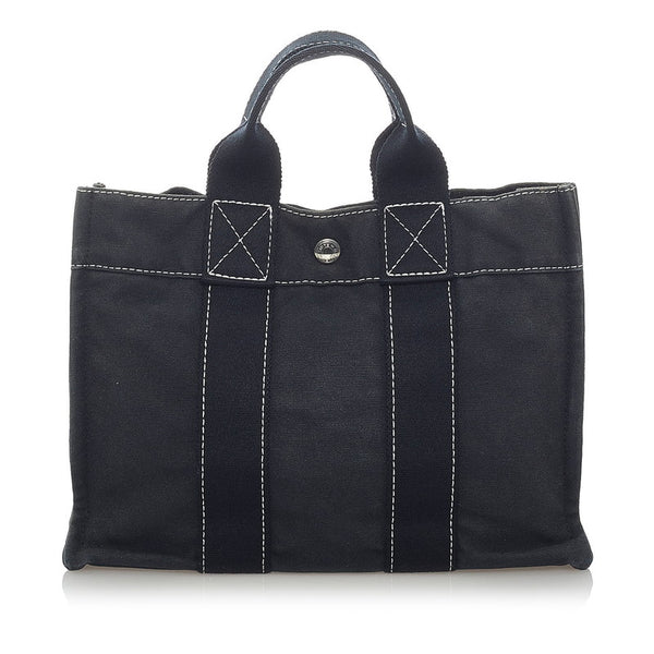 エルメス フールトゥ PM ハンドバッグ ブラック キャンバス レディース HERMES 【中古】