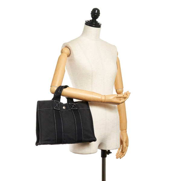 エルメス フールトゥ PM ハンドバッグ ブラック キャンバス レディース HERMES 【中古】