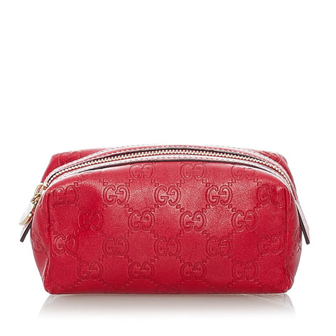 グッチ グッチシマ ポーチ 153228 レッド レザー レディース GUCCI 【中古】