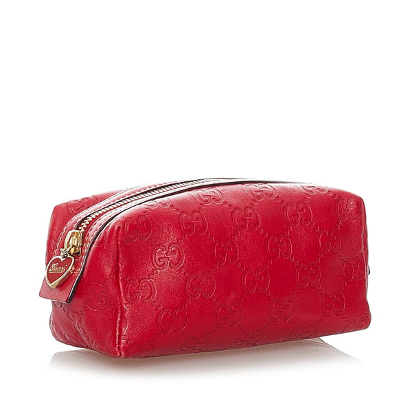 グッチ グッチシマ ポーチ 153228 レッド レザー レディース GUCCI 【中古】