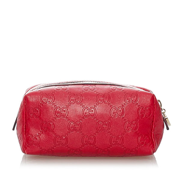 グッチ グッチシマ ポーチ 153228 レッド レザー レディース GUCCI 【中古】