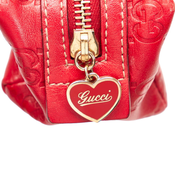 グッチ グッチシマ ポーチ 153228 レッド レザー レディース GUCCI 【中古】