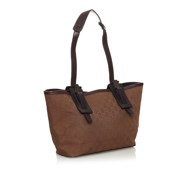 グッチ GGキャンバス ウッド ハンドバッグ 106241 ブラウン キャンバス レザー レディース GUCCI 【中古】