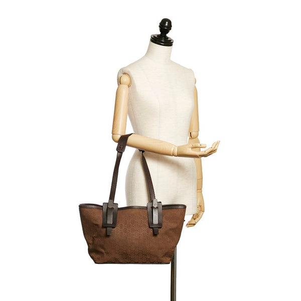 グッチ GGキャンバス ウッド ハンドバッグ 106241 ブラウン キャンバス レザー レディース GUCCI 【中古】