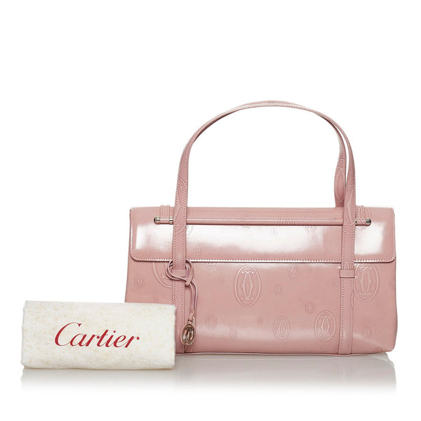 カルティエ ハッピーバースデー ハンドバッグ ピンク パテントレザー レディース CARTIER 【中古】