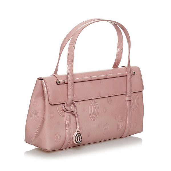 カルティエ ハッピーバースデー ハンドバッグ ピンク パテントレザー レディース CARTIER 【中古】