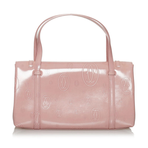 カルティエ ハッピーバースデー ハンドバッグ ピンク パテントレザー レディース CARTIER 【中古】