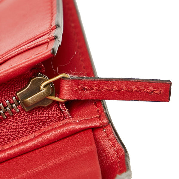 グッチ GGスプリーム チェリー フラップ コンパクト ウォレット 476050 ベージュ レッド PVC レザー レディース GUCCI 【中古】