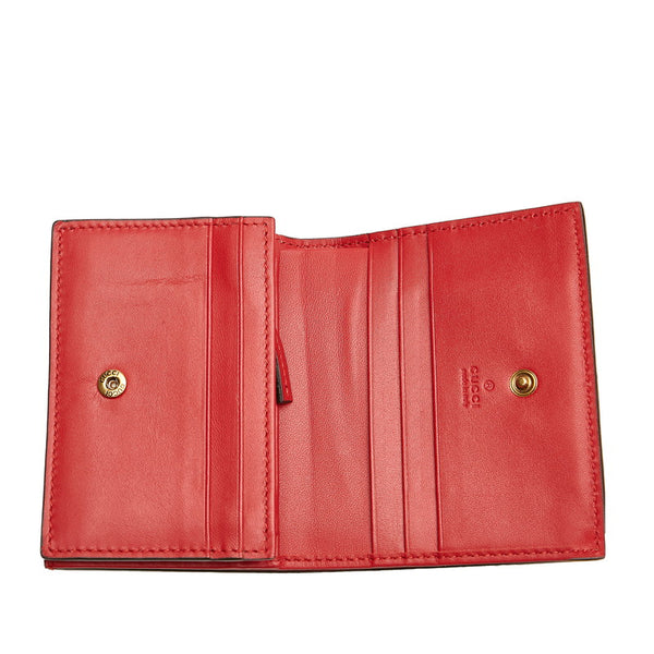 グッチ GGスプリーム チェリー フラップ コンパクト ウォレット 476050 ベージュ レッド PVC レザー レディース GUCCI 【中古】