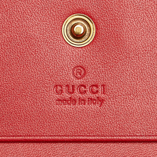 グッチ GGスプリーム チェリー フラップ コンパクト ウォレット 476050 ベージュ レッド PVC レザー レディース GUCCI 【中古】