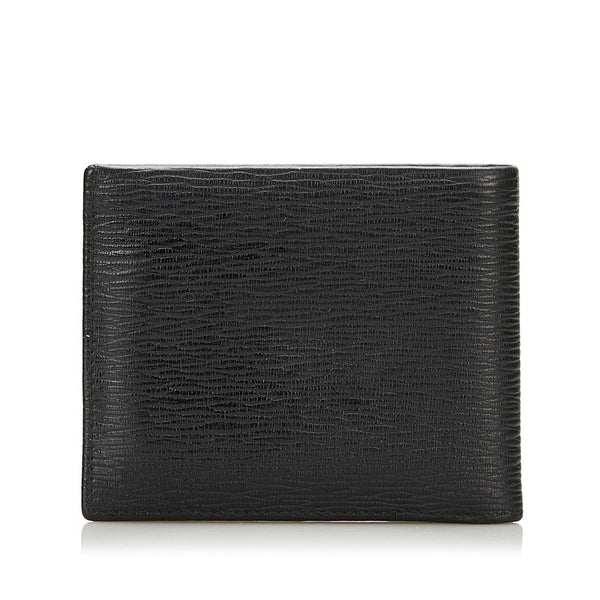 サルヴァトーレフェラガモ 二つ折り財布 コンパクトウォレット ブラック レザー メンズ Salvatore Ferragamo 【中古】