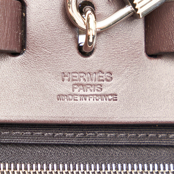エルメス エールバッグ ジップ PM ハンドバッグ ショルダーバッグ 2WAY ブラック×ブラウン トワルオフィシエ レザー レディース HERMES 【中古】