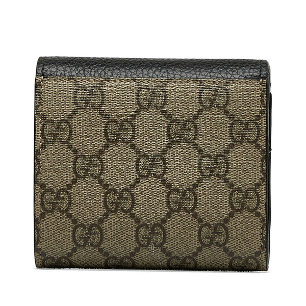 グッチ GGマーモント GGスプリーム ミディアム ウォレット 二つ折り財布 598587 ベージュ ブラック PVC レザー レディース GUCCI 【中古】