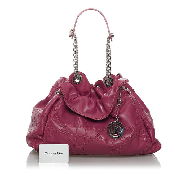 クリスチャンディオール ルトラント チェーン ショルダーバッグ ピンク シルバー レザー レディース Christian Dior 【中古】