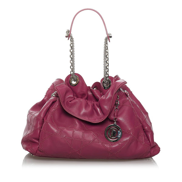 クリスチャンディオール ルトラント チェーン ショルダーバッグ ピンク シルバー レザー レディース Christian Dior 【中古】