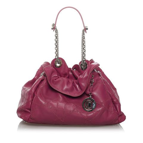 クリスチャンディオール ルトラント チェーン ショルダーバッグ ピンク シルバー レザー レディース Christian Dior 【中古】