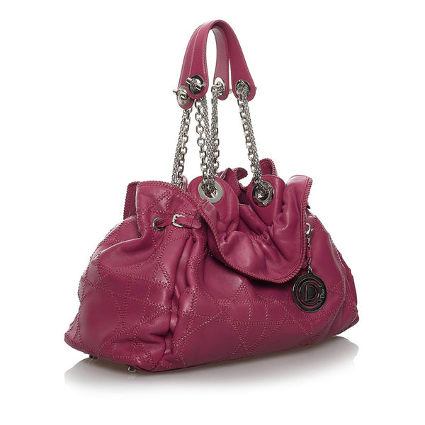 クリスチャンディオール ルトラント チェーン ショルダーバッグ ピンク シルバー レザー レディース Christian Dior 【中古】