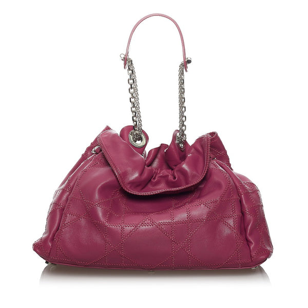 クリスチャンディオール ルトラント チェーン ショルダーバッグ ピンク シルバー レザー レディース Christian Dior 【中古】