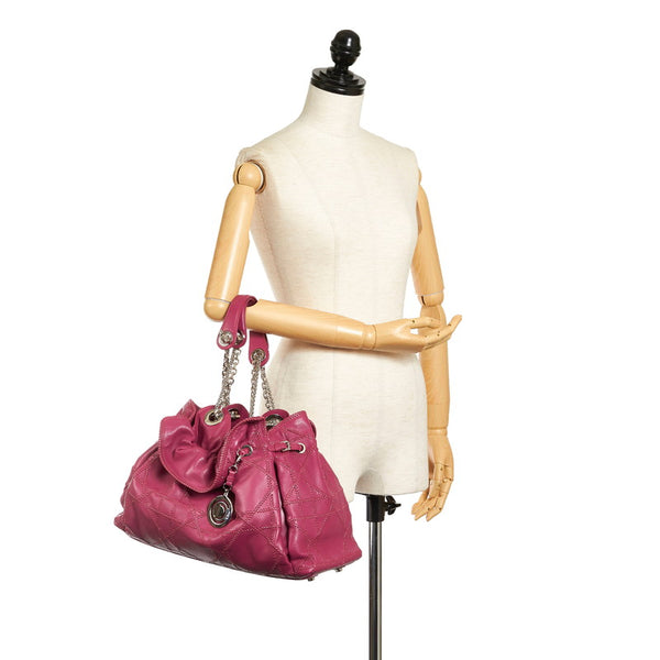 クリスチャンディオール ルトラント チェーン ショルダーバッグ ピンク シルバー レザー レディース Christian Dior 【中古】