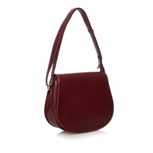 カルティエ マスト 肩掛け ショルダーバッグ ボルドー レザー レディース CARTIER 【中古】