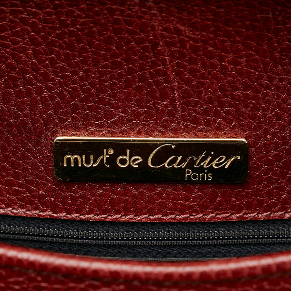 カルティエ マスト 肩掛け ショルダーバッグ ボルドー レザー レディース CARTIER 【中古】