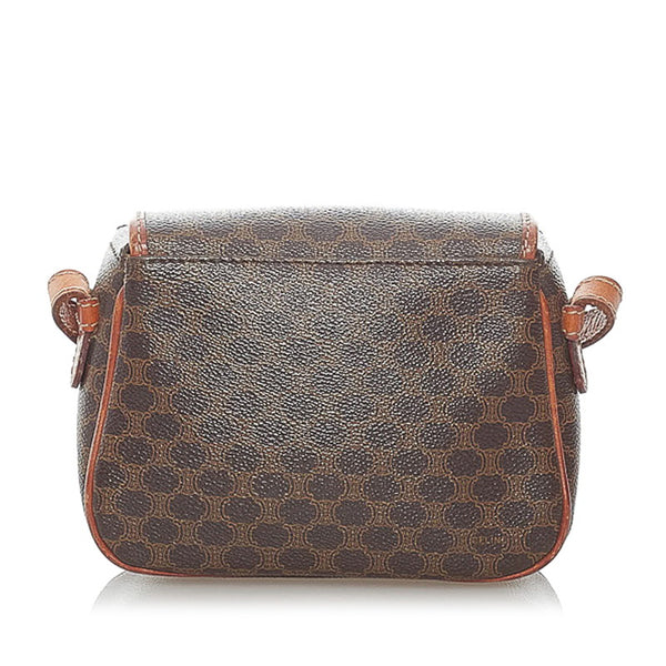 セリーヌ マカダム 斜めがけ ミニ ショルダーバッグ ブラウン PVC レザー レディース CELINE 【中古】