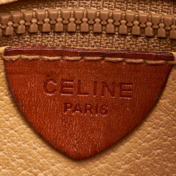セリーヌ マカダム 斜めがけ ミニ ショルダーバッグ ブラウン PVC レザー レディース CELINE 【中古】