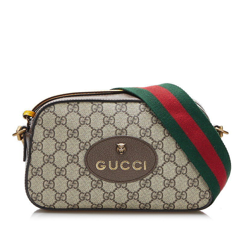 グッチ GGスプリーム ネオ ヴィンテージ 斜め掛け ショルダーバッグ 476466 ベージュ ブラウン PVC レザー レディース GUCCI 【中古】