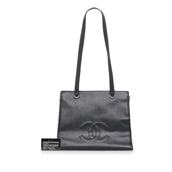シャネル ココマーク トートバッグ ショルダーバッグ ブラック キャビアスキン レディース CHANEL 【中古】