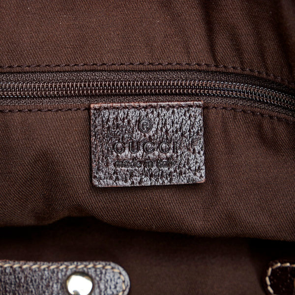 グッチ GGキャンバス プリンシー リボン ハンドバッグ トートバッグ 163805 ブラウン キャンバス レザー レディース GUCCI 【中古】