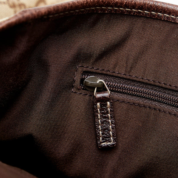 グッチ GGキャンバス プリンシー リボン ハンドバッグ トートバッグ 163805 ブラウン キャンバス レザー レディース GUCCI 【中古】