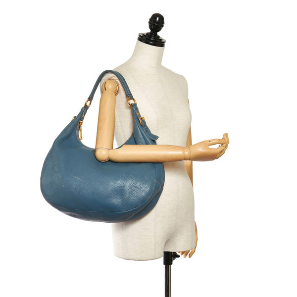 プラダ ワンショルダーバッグ BR4311 ブルー レザー レディース PRADA 【中古】
