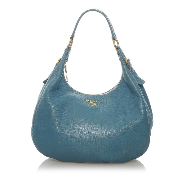 プラダ ワンショルダーバッグ BR4311 ブルー レザー レディース PRADA 【中古】