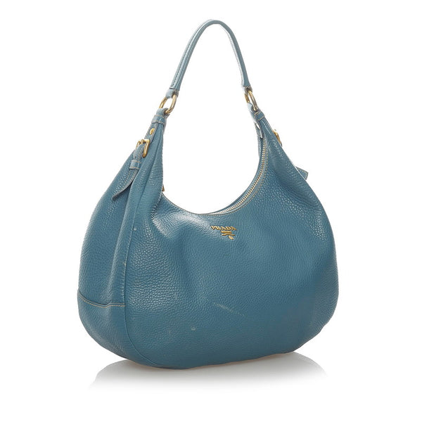 プラダ ワンショルダーバッグ BR4311 ブルー レザー レディース PRADA 【中古】