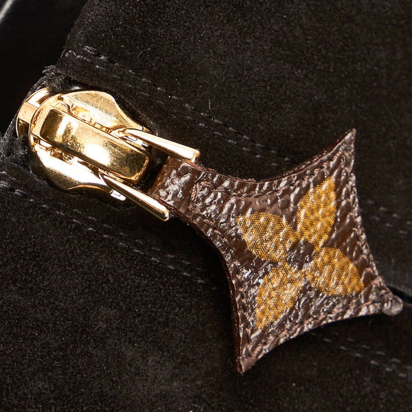 ルイ ヴィトン ショートブーツ ブラック スウェード レディース LOUIS VUITTON 【中古】