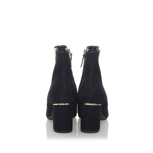 ルイ ヴィトン ショートブーツ ブラック スウェード レディース LOUIS VUITTON 【中古】
