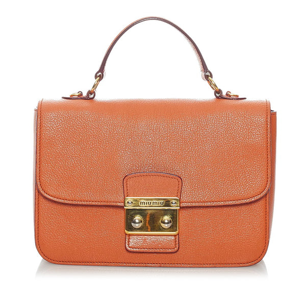 ミュウミュウ オレンジ レザー ハンドバッグ ショルダーバッグ 2WAY レディース MIUMIU 【中古】