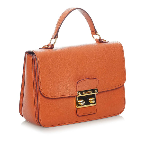 ミュウミュウ オレンジ レザー ハンドバッグ ショルダーバッグ 2WAY レディース MIUMIU 【中古】