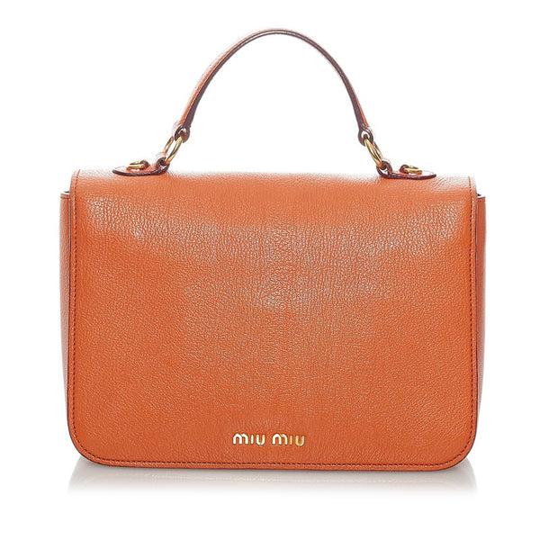 ミュウミュウ オレンジ レザー ハンドバッグ ショルダーバッグ 2WAY レディース MIUMIU 【中古】
