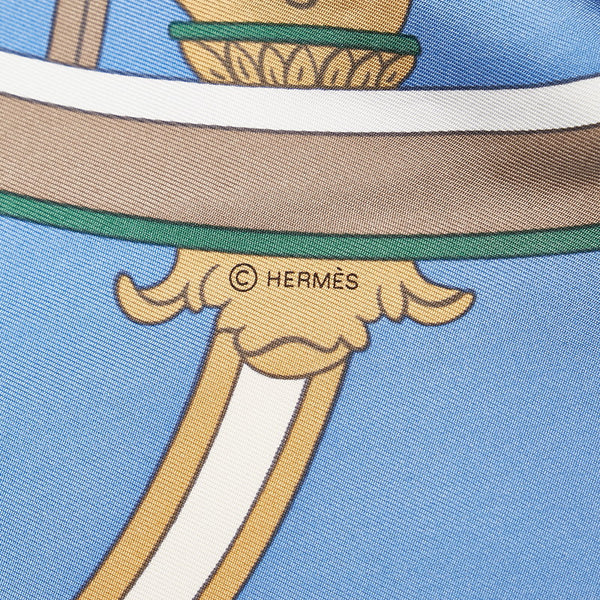 エルメス カレウォッシュ90 Washington s Carriage Detail スカーフ ブルー マルチカラー シルク レディース HERMES 【中古】
