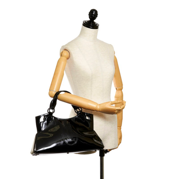 カルティエ マルチェロ ブラック エナメル ハンドバッグ レディース CARTIER 【中古】