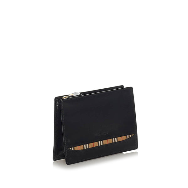 バーバリー ポーチ ブラック レザー レディース BURBERRY 【中古】