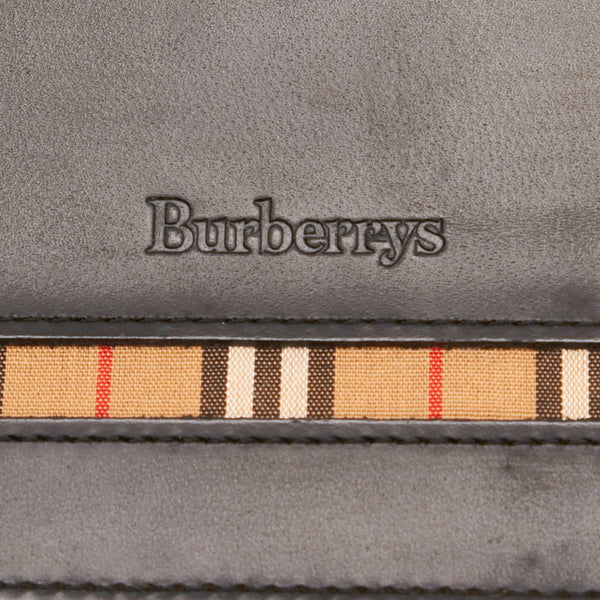バーバリー ポーチ ブラック レザー レディース BURBERRY 【中古】